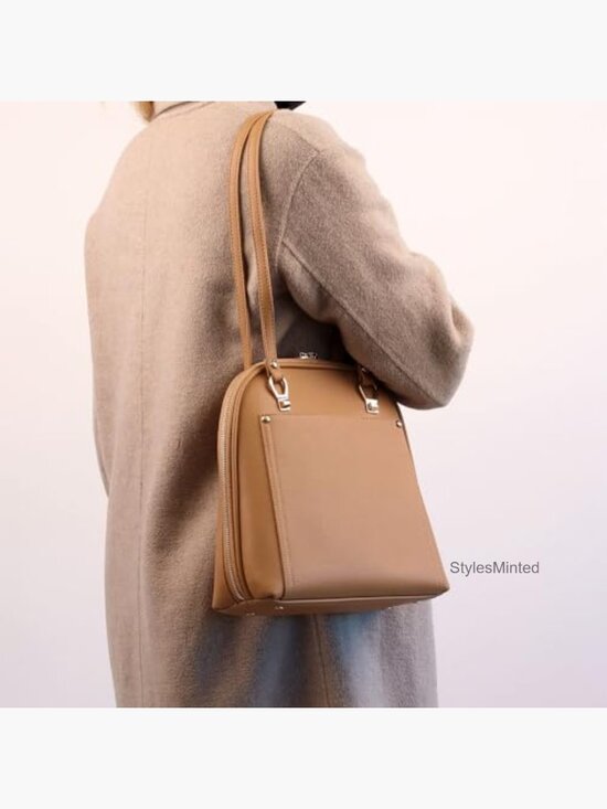 Vegan Leather Convertible Backpack Purse With Gold Hardware main image 5